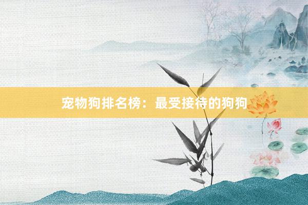 宠物狗排名榜：最受接待的狗狗